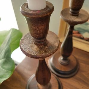 Vintage wood candle holders (set of two)